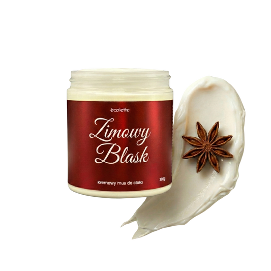 Mus Zimowy Blask Écolette z lekką, śnieżnobiałą strukturą inspirowaną zimą.