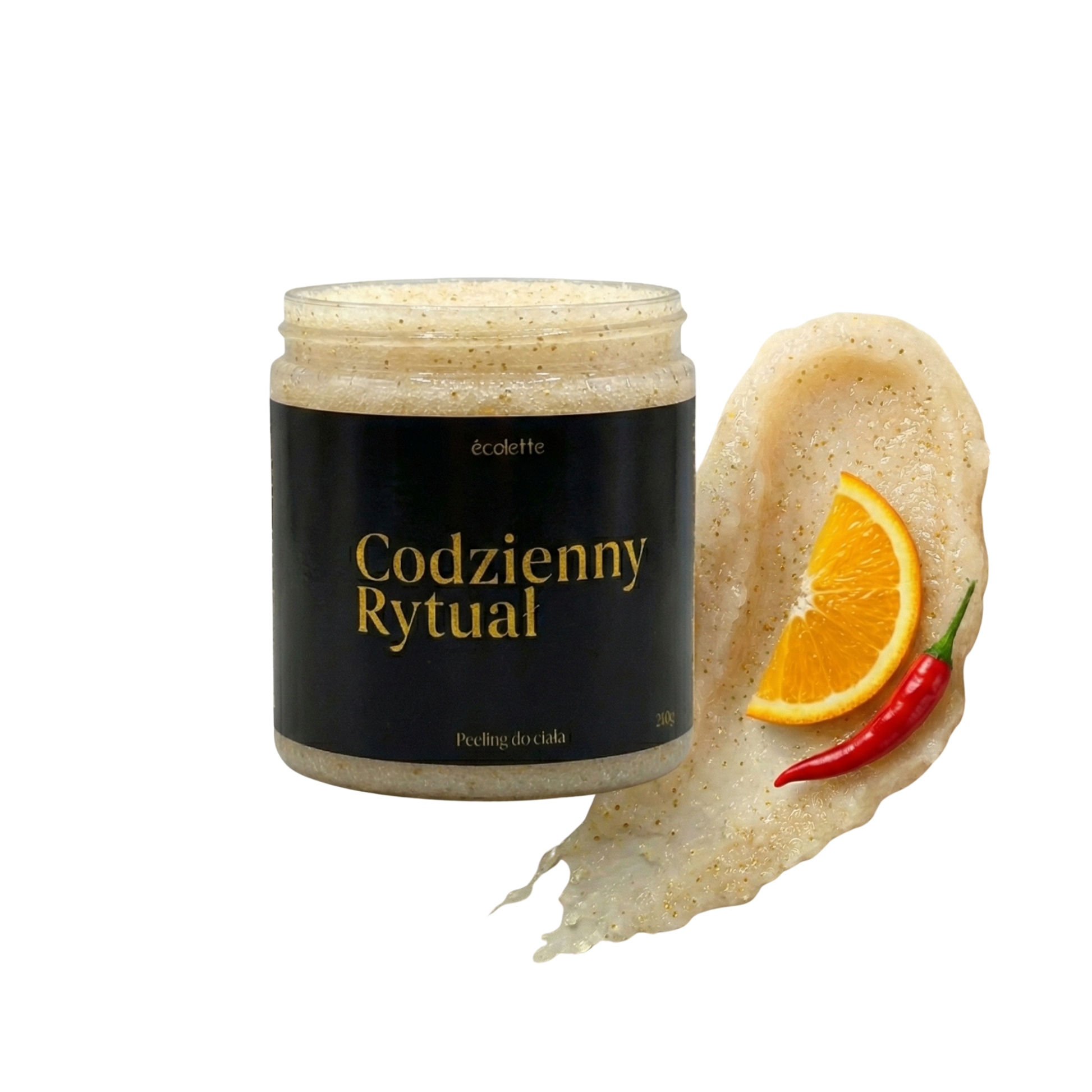 Peeling Codzienny Rytuał Écolette z kremową strukturą wzbogaconą kawą i olejami roślinnymi.
