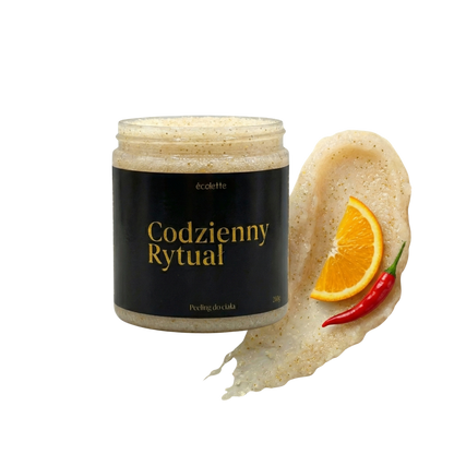 Peeling Codzienny Rytuał Écolette z kremową strukturą wzbogaconą kawą i olejami roślinnymi.

