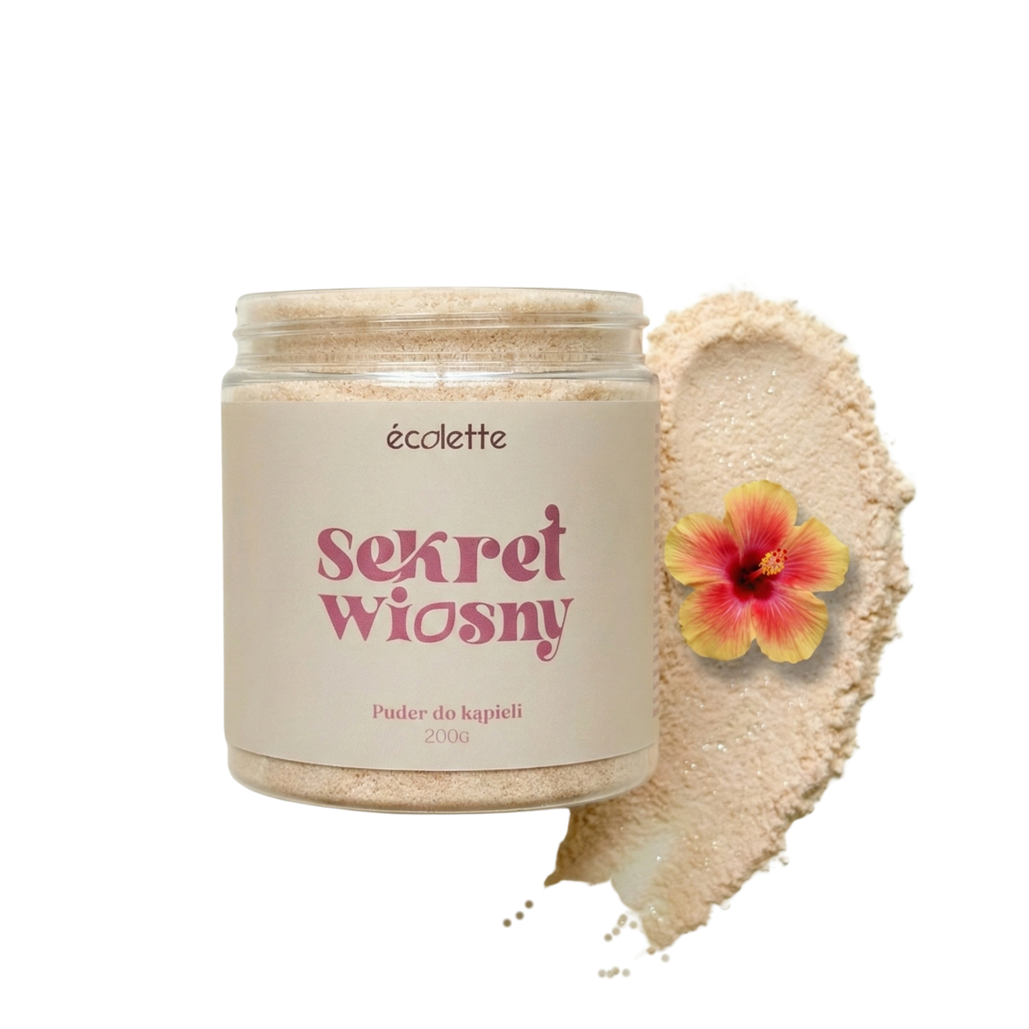 Puder Sekret Wiosny Écolette o pastelowej strukturze inspirowanej wiosennymi owocami i kwiatami.