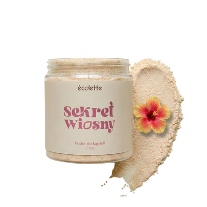 Puder Sekret Wiosny Écolette o pastelowej strukturze inspirowanej wiosennymi owocami i kwiatami.